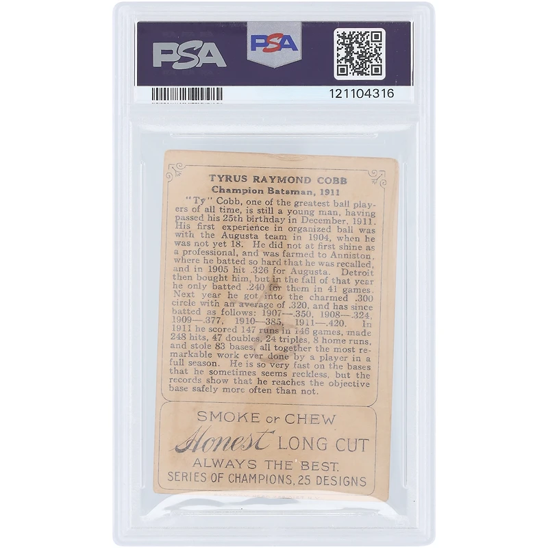 Ty Cobb Detroit Tigers 1912 T227 Series of Champions #NNO PSA Authenticated 1 (MK) Card
