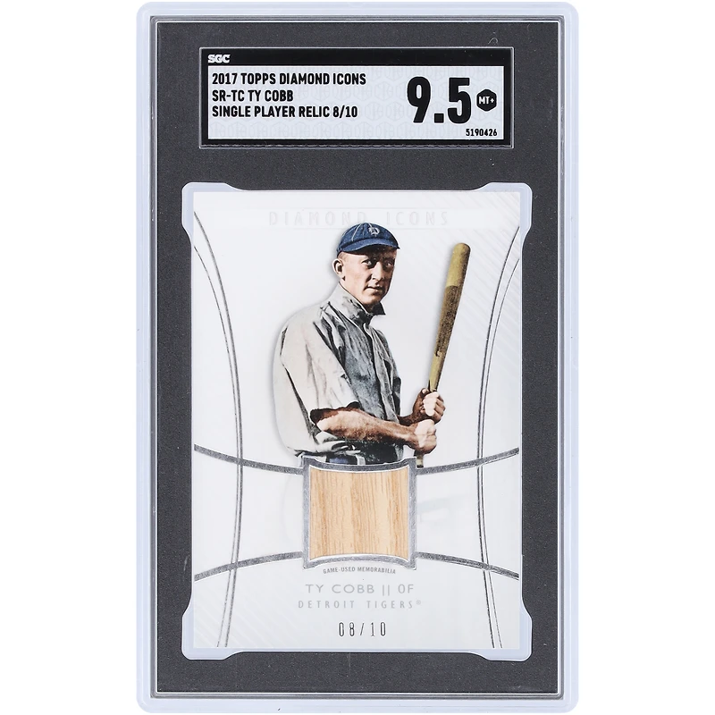 Ty Cobb Detroit Tigers 2017 Topps Diamond Icons Game Used Relic #SR-TC #8/10 SGC Authenticated 9.5 Card