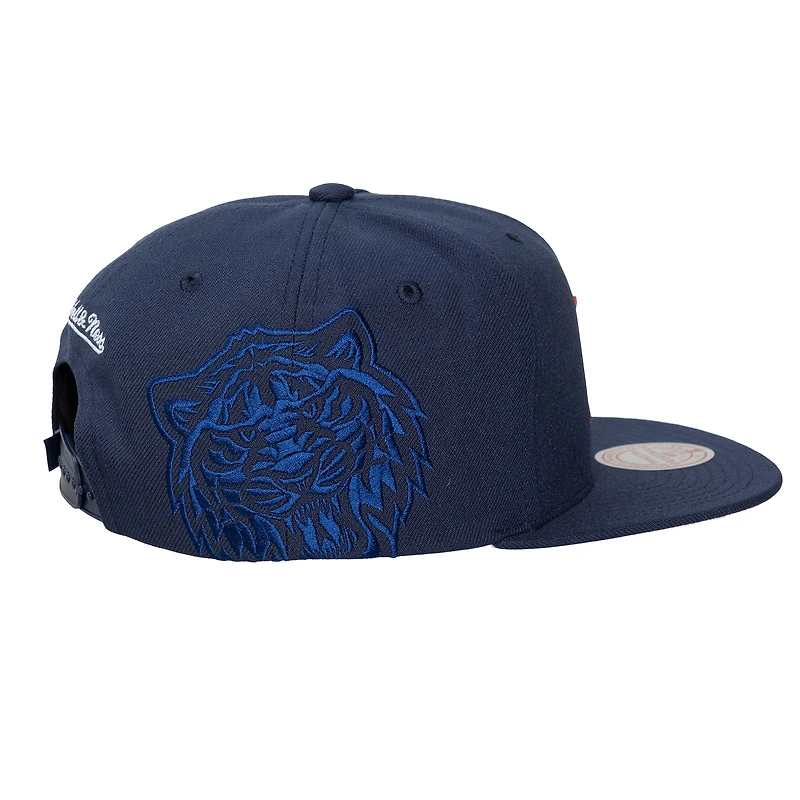 Unisex Mitchell & Ness Navy Detroit Tigers Side Logo Snapback Hat