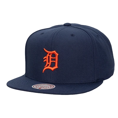 Unisex Mitchell & Ness  Navy Detroit Tigers Side Logo Snapback Hat