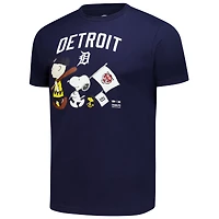 Unisex  Navy Detroit Tigers Peanuts Flag T-Shirt