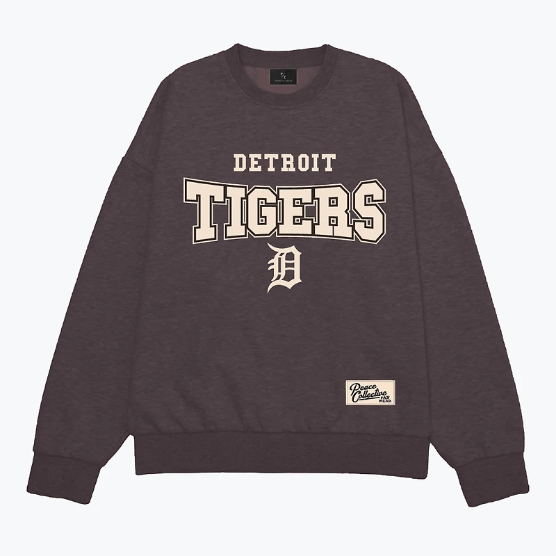 Unisex Peace Collective Brown Detroit Tigers Melange Oversized Heavyweight Sweatshirt