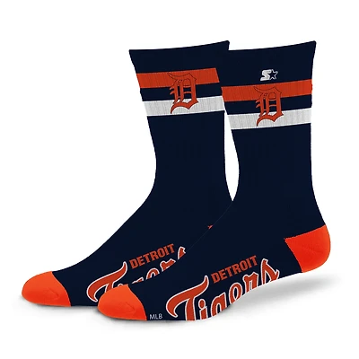Chaussettes d'équipage unisexes Starter Detroit Tigers Team Color Two-Stripe