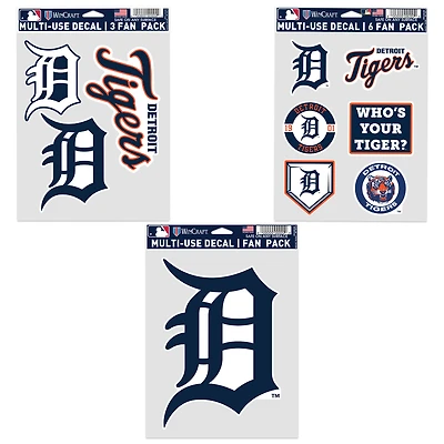 Lot de trois autocollants pour supporters des Detroit Tigers de WinCraft