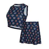 Ensemble débardeur et jupe-short en tricot bleu marine Detroit Tigers de Concepts Sport pour femmes
