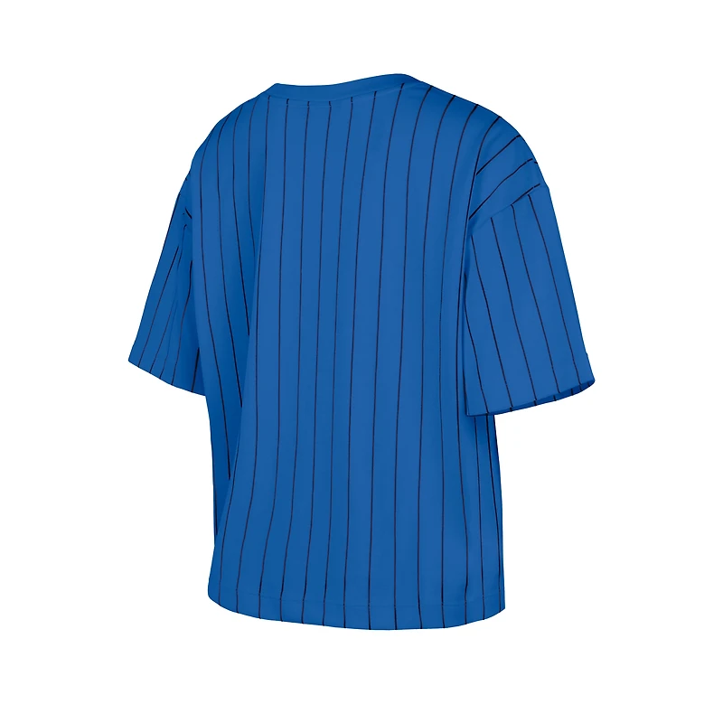 Women's New Era Blue Detroit Tigers City Connect Multiplier Pinstripe Cropped T-Shirt