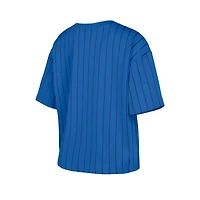 Women's New Era  Blue Detroit Tigers City Connect Multiplier Pinstripe Cropped T-Shirt