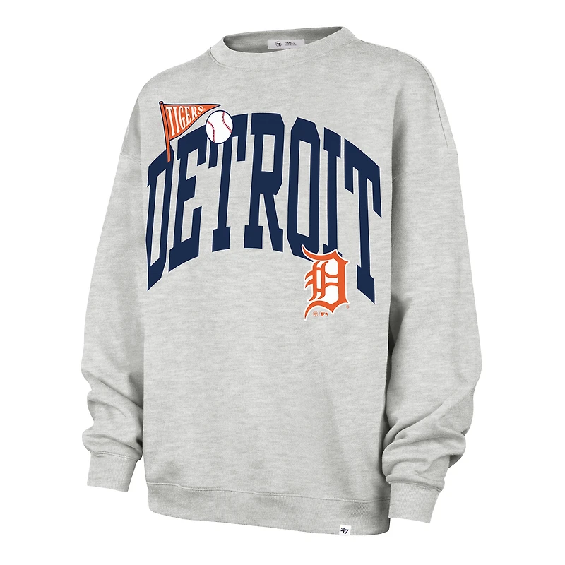 Women's '47  Gray Detroit Tigers Arched Icon Oversized Sweatshirt
