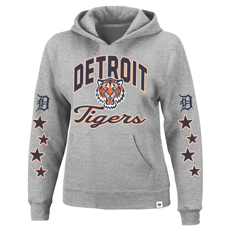 Women's '47 Heather Gray Detroit Tigers Plus Starry Eye Hoodie