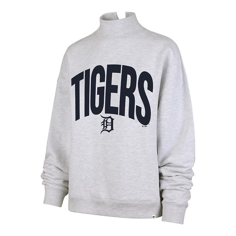 Women's '47 Heather Gray Detroit Tigers Subtle Muse Mock Neck Sweatshirt