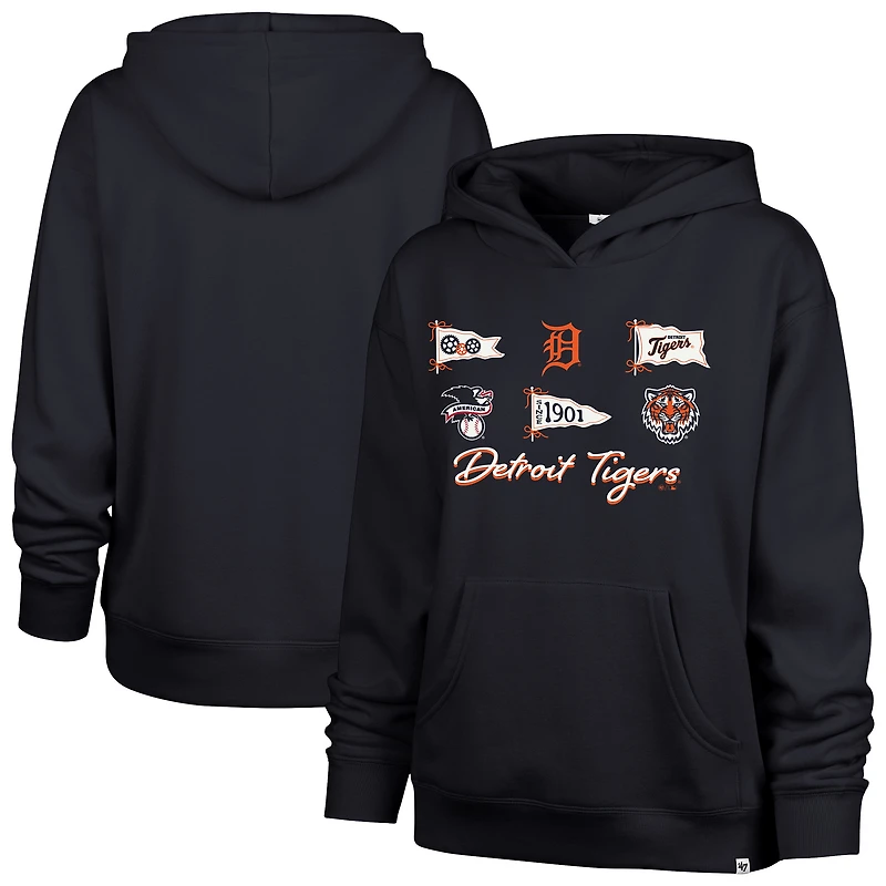Women's '47  Navy Detroit Tigers Bow & Banners Naomi Hoodie
