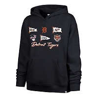Sweat à capuche Naomi pour femme, bleu marine, Detroit Tigers, modèle 47, avec nœud papillon et bannières.