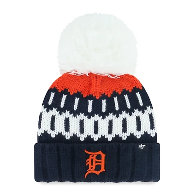 Women's '47  Navy Detroit Tigers Felicity Cuffed Knit Hat with Pom