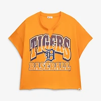 T-shirt oversize à col cranté « 47 Orange Detroit Tigers » pour femmes, grandes tailles