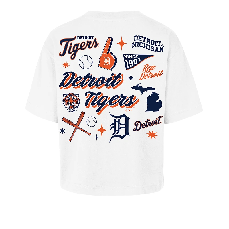 Women's '47  White Detroit Tigers Collage Script Reed City T-Shirt