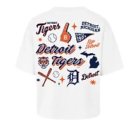 Women's '47  White Detroit Tigers Collage Script Reed City T-Shirt