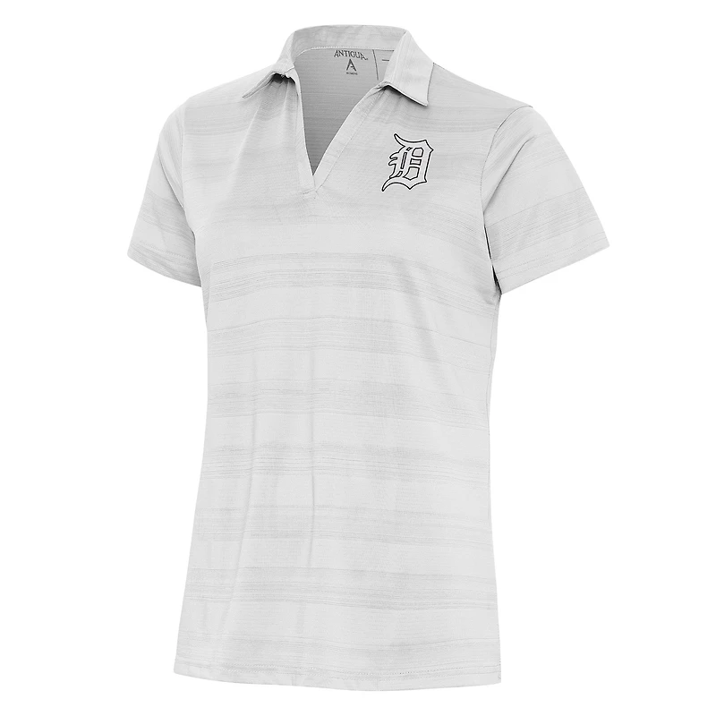 Women's Antigua  White Detroit Tigers Brushed Metallic Compass Polo