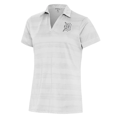 Women's Antigua  White Detroit Tigers Brushed Metallic Compass Polo