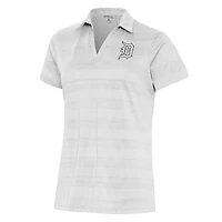 Women's Antigua  White Detroit Tigers Brushed Metallic Compass Polo