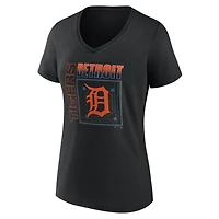 T-shirt à col en V personnalisé avec nom et numéro, style domicile des Tigers de Detroit, noir, pour femmes