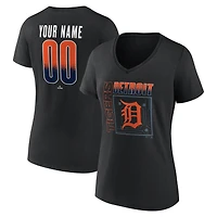 T-shirt à col en V personnalisé avec nom et numéro, style domicile des Tigers de Detroit, noir, pour femmes