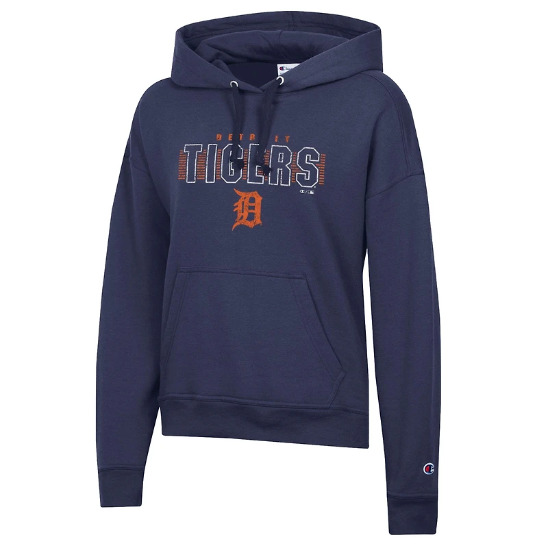 Women's Champion Athletic Navy Detroit Tigers Distressed Powerblend Hoodie