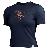 Women's Champion Navy Detroit Tigers Soft-Touch Fitted Cropped T-Shirt