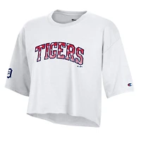 Women's Champion  White Detroit Tigers Boyfriend Cropped Americana T-Shirt
