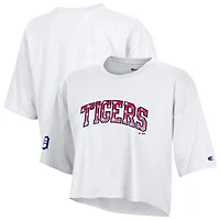 Women's Champion  White Detroit Tigers Boyfriend Cropped Americana T-Shirt