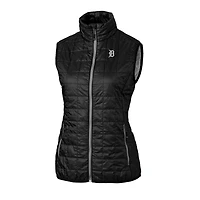 Women's Cutter & Buck Black Detroit Tigers Rainier PrimaLoft Eco Insulated Full-Zip Puffer Vest