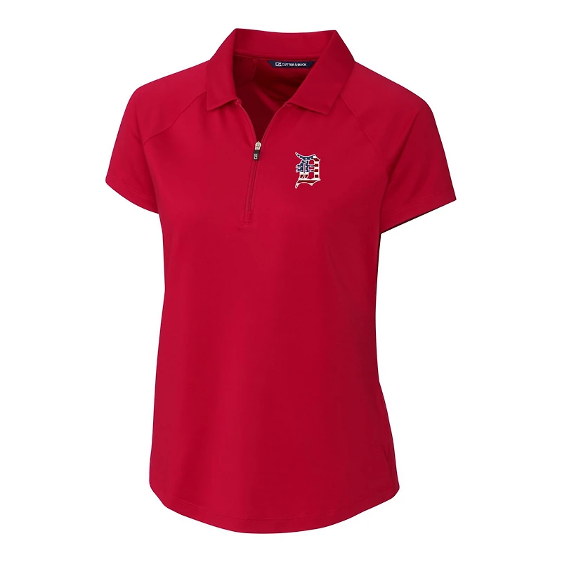 Women's Cutter & Buck Cardinal Detroit Tigers Americana Logo DryTec Forge Stretch Polo