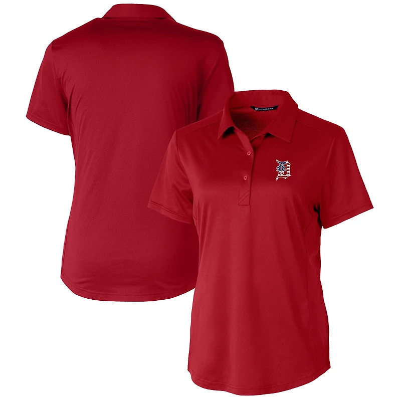 Women's Cutter & Buck Cardinal Detroit Tigers Americana Logo Prospect DryTec Textured Stretch Polo