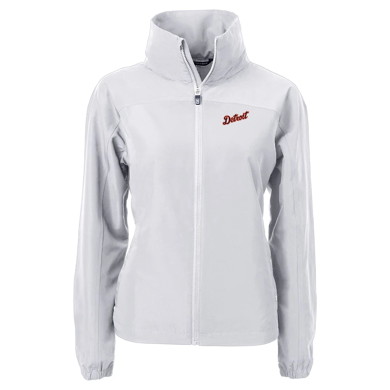 Veste zippée intégrale en tissu recyclé Charter Eco pour femme, grise, des Detroit Tigers, Cutter & Buck