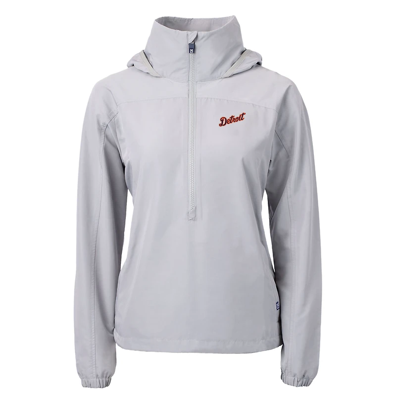 Anorak demi-zippé en tissu recyclé Charter Eco pour femme, gris, Cutter & Buck, des Detroit Tigers