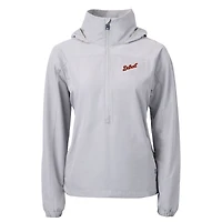 Anorak demi-zippé en tissu recyclé Charter Eco pour femme, gris, Cutter & Buck, des Detroit Tigers
