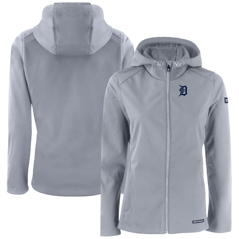 Veste zippée intégrale recyclée Evoke Eco Softshell pour femme, grise, des Detroit Tigers, Cutter & Buck