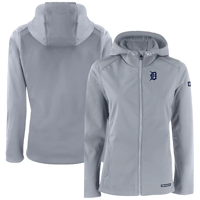 Veste zippée intégrale recyclée Evoke Eco Softshell pour femme, grise, des Detroit Tigers, Cutter & Buck