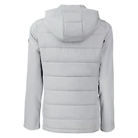 Women's Cutter & Buck  Gray Detroit Tigers Evoke Hybrid Eco Softshell Recycled Full-Zip Hoodie Jacket