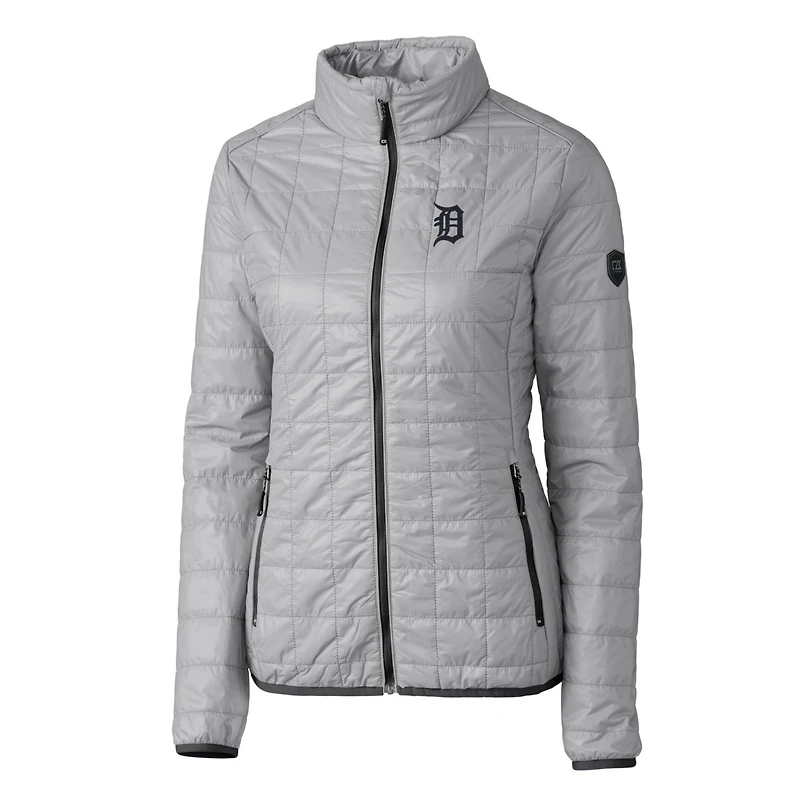 Women's Cutter & Buck Gray Detroit Tigers Rainier PrimaLoft Eco Full-Zip Puffer Jacket