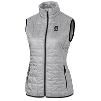 Women's Cutter & Buck Gray Detroit Tigers Rainier PrimaLoft Eco Full-Zip Puffer Vest