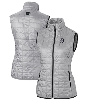 Women's Cutter & Buck Gray Detroit Tigers Rainier PrimaLoft Eco Full-Zip Puffer Vest
