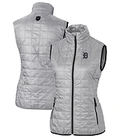 Women's Cutter & Buck Gray Detroit Tigers Rainier PrimaLoft Eco Full-Zip Puffer Vest