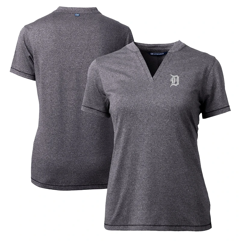 Haut à col en V extensible DryTec Forge pour femme, couleur charbon chiné, Cutter & Buck, Detroit Tigers