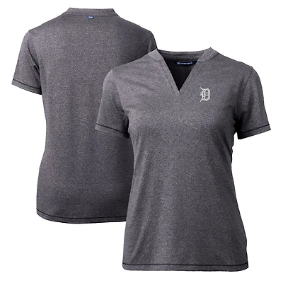 Haut à col en V extensible DryTec Forge pour femme, couleur charbon chiné, Cutter & Buck, Detroit Tigers