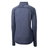 Women's Cutter & Buck Heather Navy Detroit Tigers Americana Logo Mainsail Sweater-Knit Full-Zip Jacket