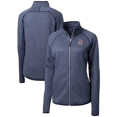Veste en tricot à fermeture éclair intégrale pour femme, coupe-vent et buck, bleu marine chiné, avec logo Americana des Detroit Tigers