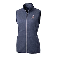 Gilet en tricot zippé pour femme Cutter & Buck Heather Navy Detroit Tigers avec logo Americana Mainsail
