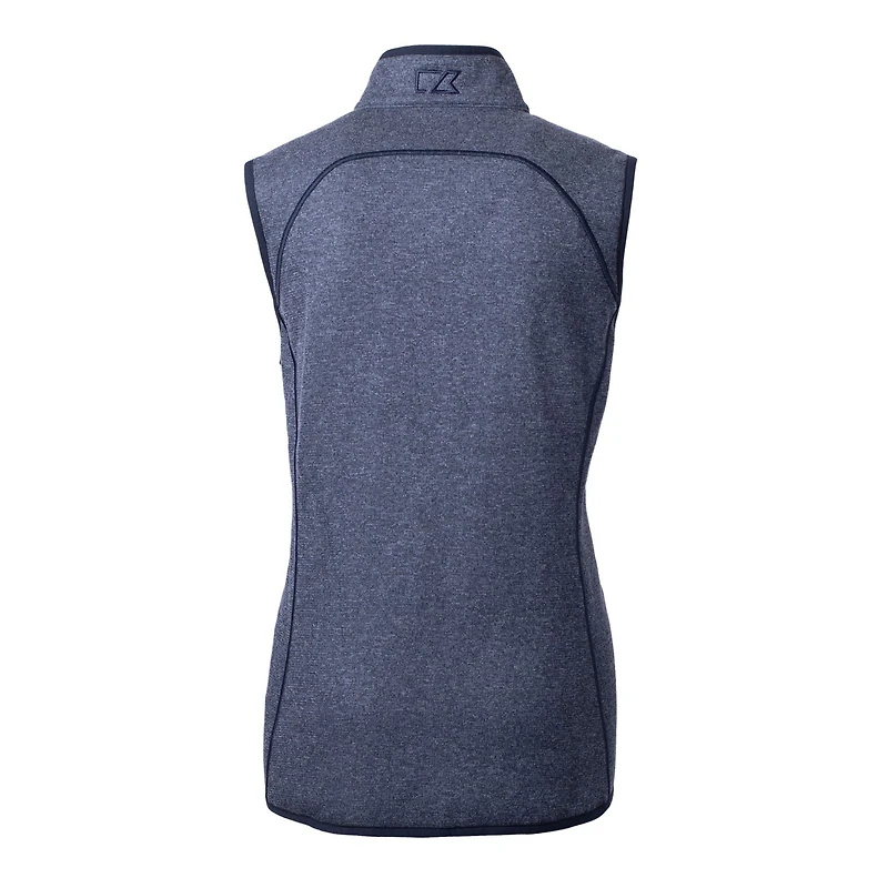 Gilet en tricot zippé pour femme Cutter & Buck Heather Navy Detroit Tigers avec logo Americana Mainsail