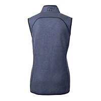 Gilet en tricot zippé pour femme Cutter & Buck Heather Navy Detroit Tigers avec logo Americana Mainsail