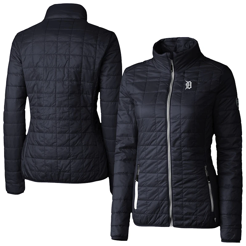 Women's Cutter & Buck Navy/Silver Detroit Tigers Rainier PrimaLoft Eco Insulated Full-Zip Puffer Jacket